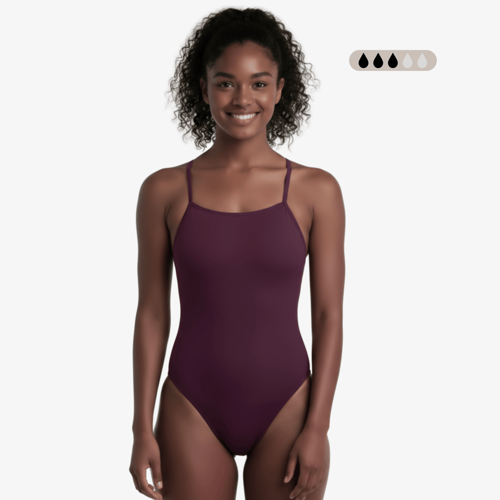 SecureFlo Merlot Cross-Strap Performance Period Swimsuit