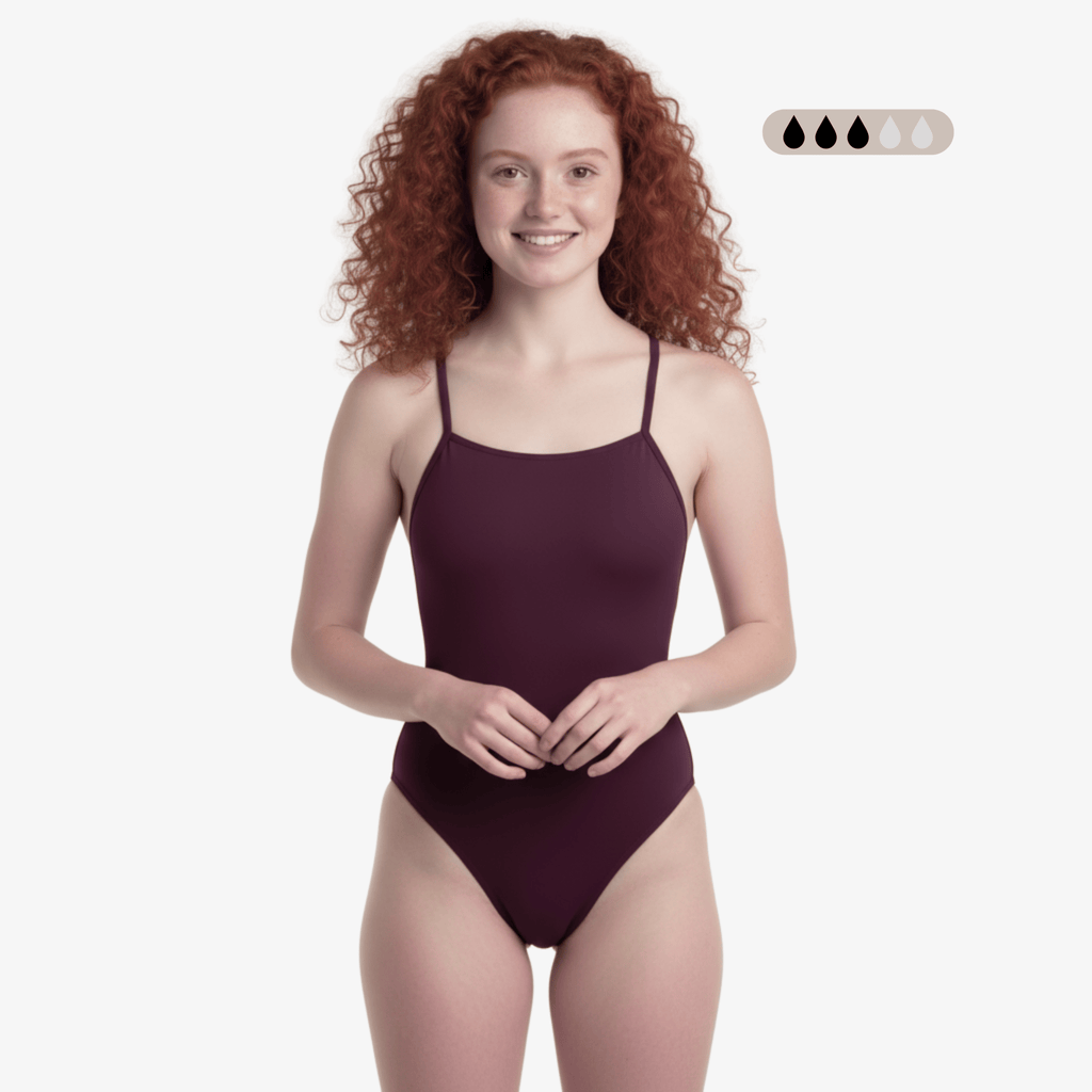 SecureFlo Merlot Cross-Strap Performance Period Swimsuit