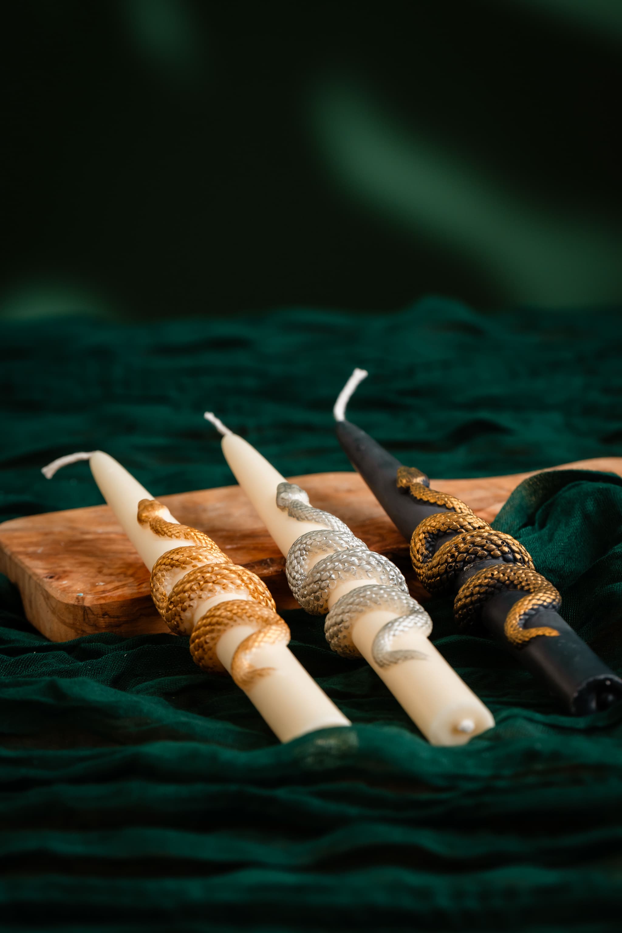 Serpent/Snake Taper Candle – Gilded Elegance in Motion